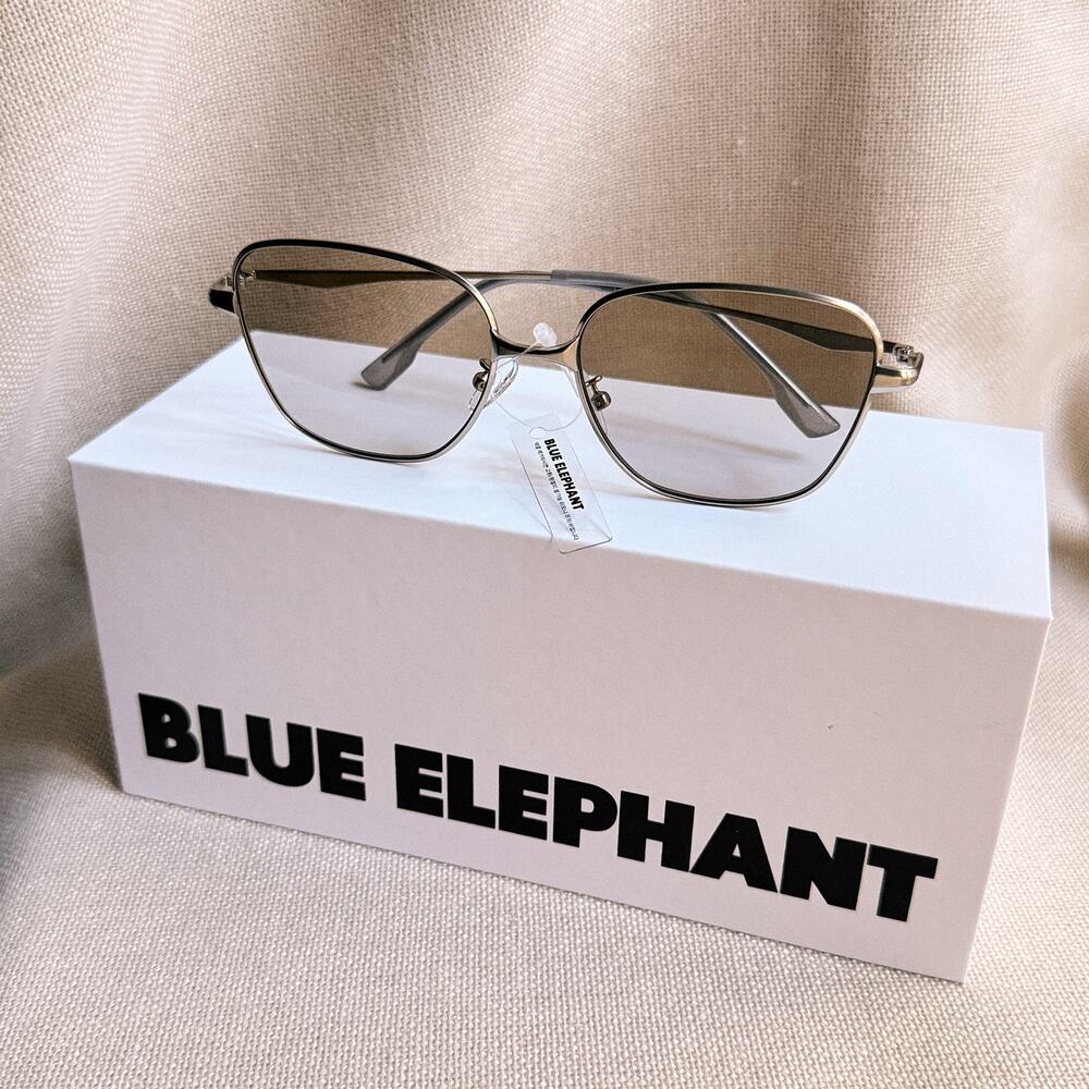 Discontinued Blue Elephant Demia Grey Tint Sunglasses, Silver Frame, Korea